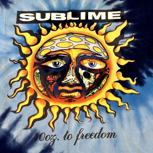SUBLIME 40 oz To Freedom Blue Tie Dye T Shirt 420 by Sublime Size SMALL - Picture 2 of 8